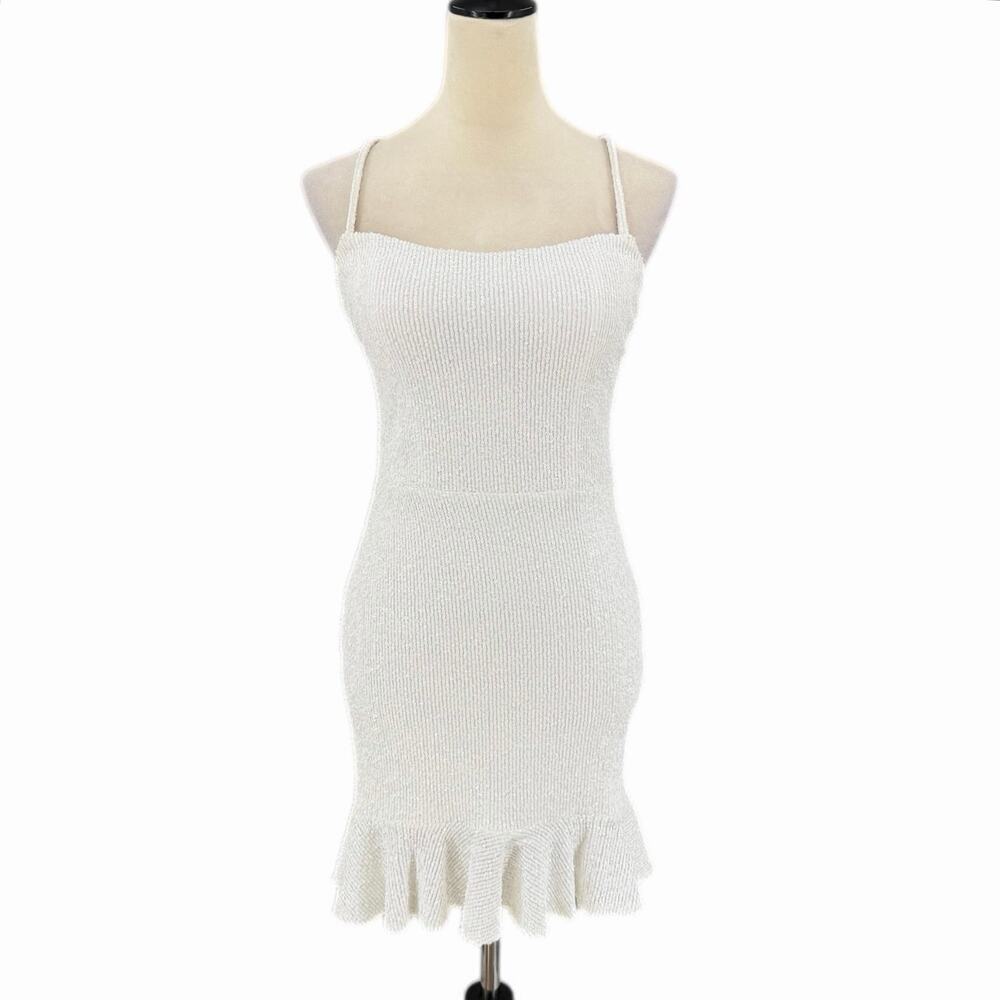 Nicole Bakti White Sequin Bachelorette Bridal Party Bride Night Out Mini Dress